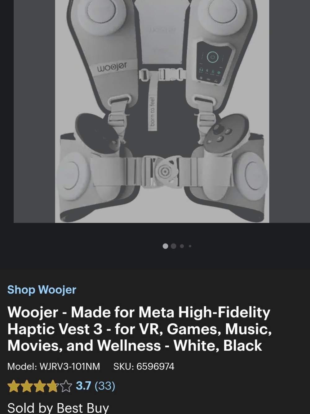 White and Black Haptic Vest 3 for VR, Games & Movies